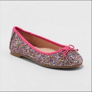 NWT Girls Kids Pink Glitter Ballet Flats-sz 5